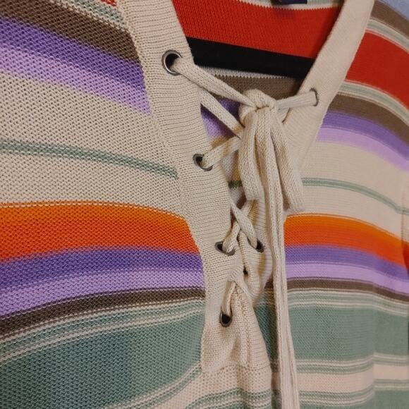 Chaps Size Medium M Cotton Stripes Striped Colorful Long Sleeve Sweater Top - Picture 7 of 10